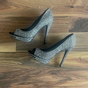 Steve Madden Black and Silver Rhinestone Heels